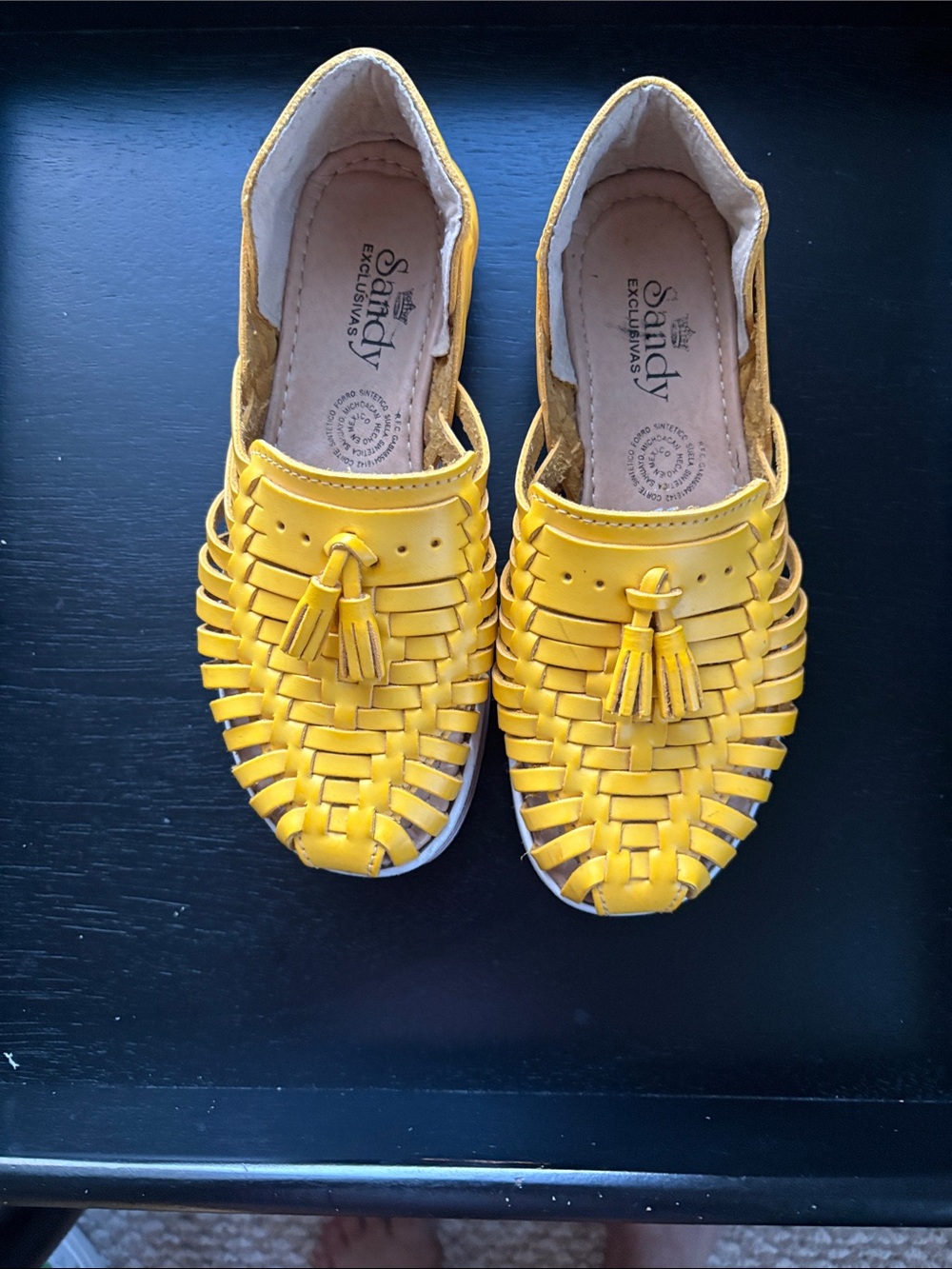 Women's Yellow Woven Tassel Sandals